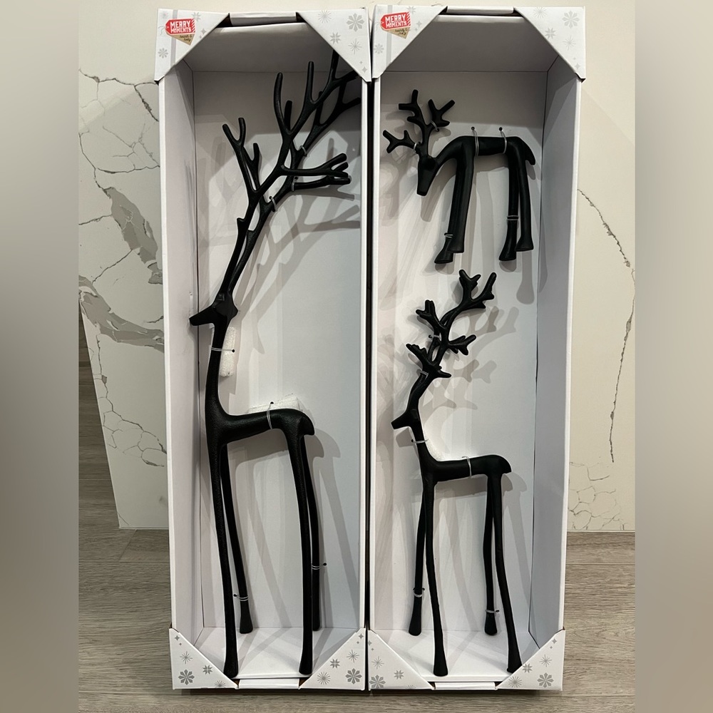 ⭐️NEW Aldi Merry Moments Bronze Sculpted Reindeer Set of 3 Pottery Barn Inspired